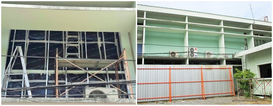 งานผนังกันเสียงภายนอก ห้องทดสอบภาษา 